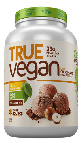 True Vegan Chocolate Com Avelã Proteína Vegana 837g