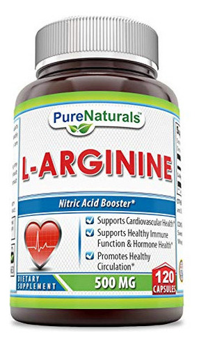 Pure Naturals L-arginina 500 Mg Cápsulas, Apoya La Salud Ca