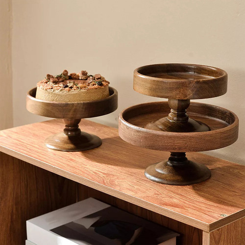 Soporte For Tartas De Madera Con Pedestal