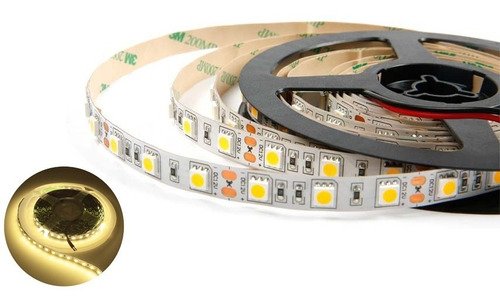 Rollo 5 Mt Tira Led Smd 5050 300 Led Blanco Cálido 12vcc 