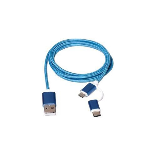 Cable Usb 2 En 1 - Micro Usb Usb-c Travel Blue Tb988
