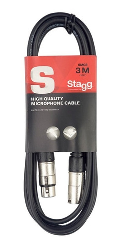 Cabo Para Microfone Stagg 3 Metros Xlr-xlr Preto Smc3