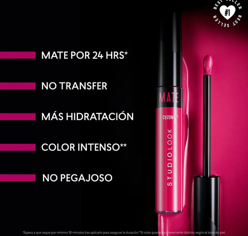 Labial Liquido Studio Look Cyzone Acabado Mate Ultimate Red