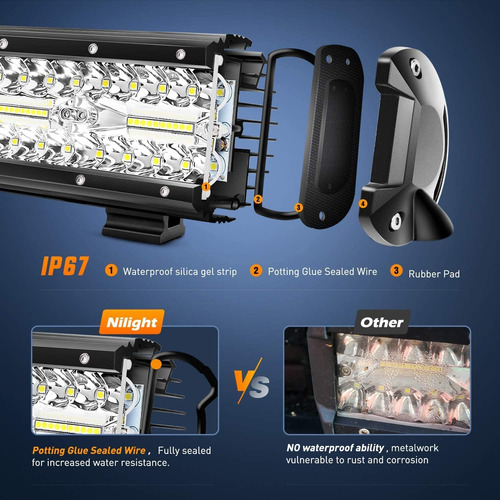 Barra De Luz Led De 20 Pulgadas, 420 W, Combo De Pun 8090053
