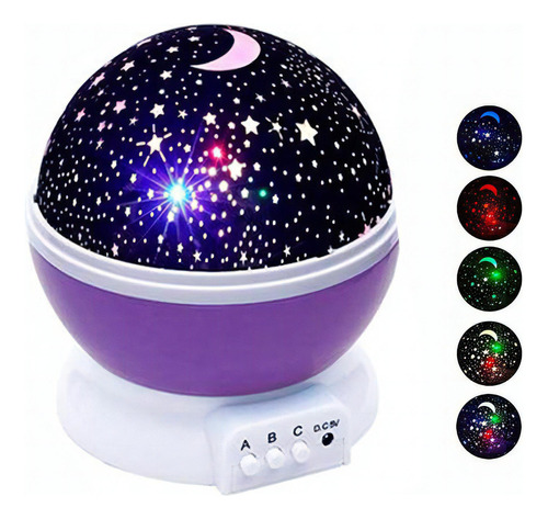 Velador Proyección Estrellas Y Luna Luz De Noche Giratorio Color de la estructura Violeta