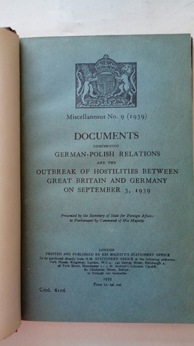 Documents Concerning German-polish Relations Sept 3 1939 