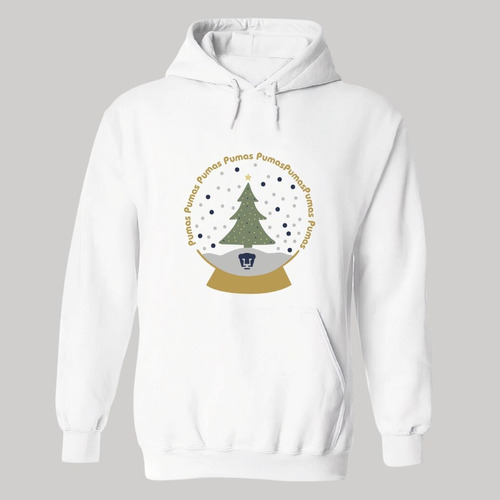 Sudadera Navideña Hoodie Capucha Unisex Pumas Unam Nieve