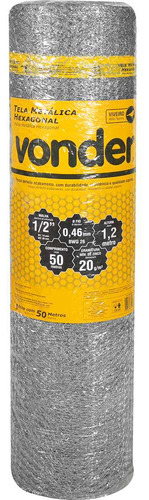 Tela Metálica Viveiro Malha 1/2pol 26 Bwg 1.2m X 50m Vonder