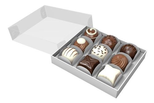 Imagem 2 de 2 de 50 X Caixa Brigadeiro P/ 9 Doces Gourmet / Doces / Bombons