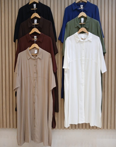 Vestido Camisero Largo Maxi Camisa Amplio Talles