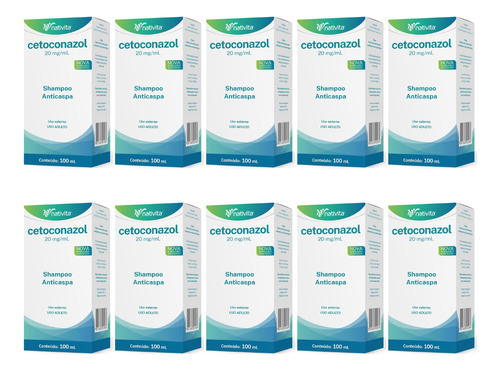 Kit Com 10 Shampoo Cetoconazol Anticaspa 100ml Nativita
