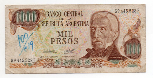 Argentina Billete 1000 Pesos Ley Bottero 2451a Dificil