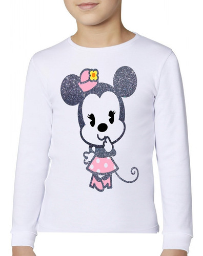 Polera Manga Larga Niña Minnie Exclusividad  100% Algodón