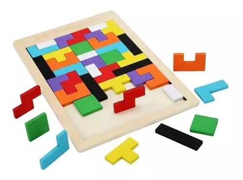 Kit 2 Piezas Tetris Rompecabezas Madera Bloques Juguete