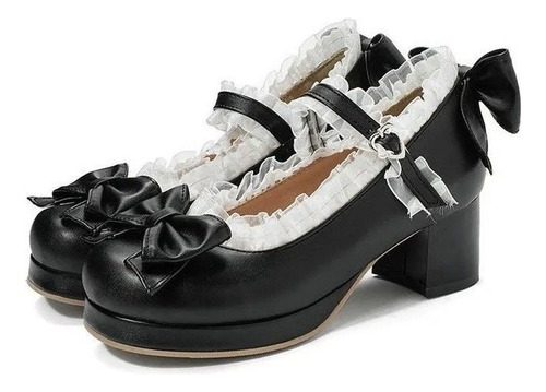 Zapatos De Princesa Bordados Con Lazo Con Volantes Lolita