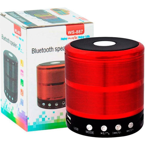 Caixa De Som Bluetooth Pendrive, Cartão Sd Rádio - Vermelho