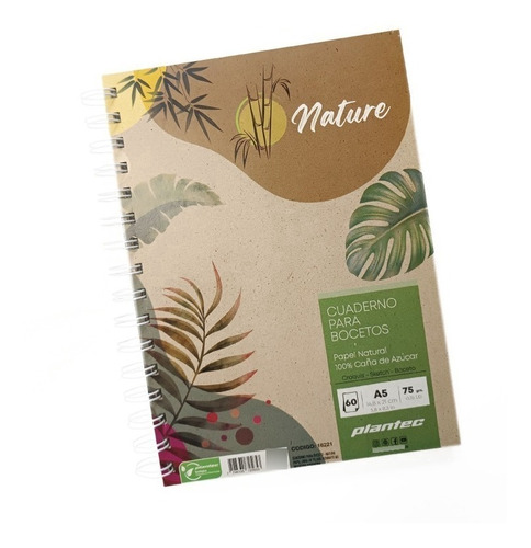 Block Para Dibujo A5 Plantec 60 Hojas Lisa 75 Gr Nature