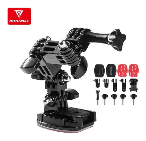Imagen 6 de 10 de Montura Casco Gopro Soporte Base Cámara Moto Kit Adaptador