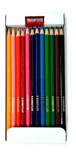 Imagen 4 de 4 de Pinturitas Staedtler 12 Lapices Colores Escolares +sacapunta