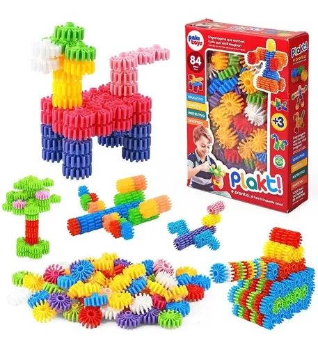 Jogo De Montar Plakt Com 84 Peças Blocos Brinquedo Educativo - Carrefour