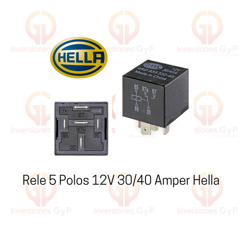 Rele (relay) 5 Polos 12v 30/40 Amper Hella