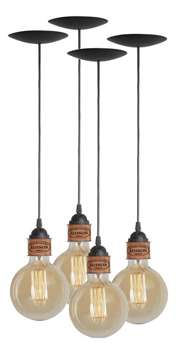 Colgante Industrial De Techo, Colgante Edison 1880. Pack X4