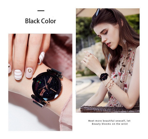 Relogio Feminino Pulseira Magnetica Céu Estrelado