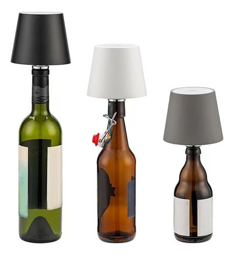 Cr Lámpara Mesa For Botella Vino, Color Negro