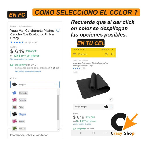 Imagen 2 de 7 de Yoga Mat Colchoneta Pilates Caucho Tpe Ecologico Unica Crazy