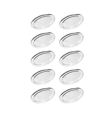 Kit 10 Travessa Oval 21cm Aço Inox Bandeja Para Servir 