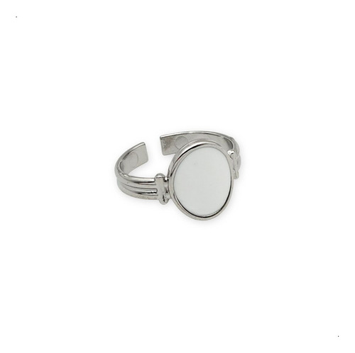 Anillo Ajustable Blanco Esmaltado Acero Quirúrgico Regulable Plateado Ajustable
