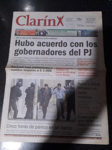 Tapa Diario Clarín 17 7 2001 Corralito Gobernadores Pj