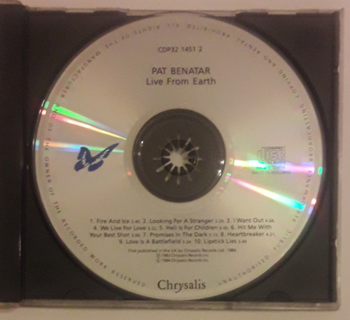 Pat Benatar Cd Live From Earth (sin Carátulas)