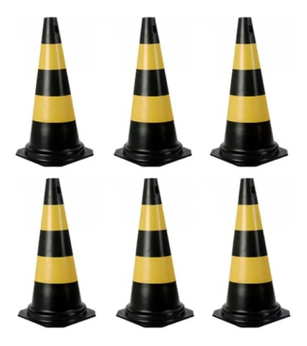 Cone Pvc Sinalização 50 Cm Kit 6 Unidades + 12mts Corrente