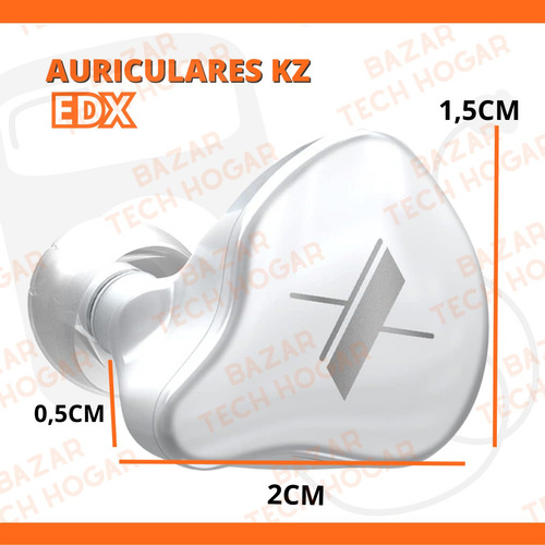 Auriculares In Ear Kz Edx SIN Microfono BLANCO Hifi Monitoreo