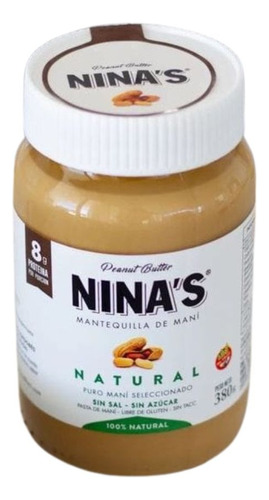 Mantequilla De Maní 100% Natural Nina's 6 X 380 Gr