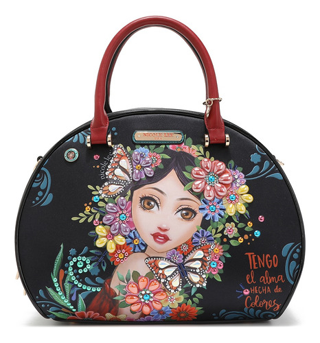 Bolsa Dome Nicole Lee Alma De Colores Edición México Ss24 Acabado de los herrajes Níquel Correa de hombro Rojo Diseño de la tela Lisa