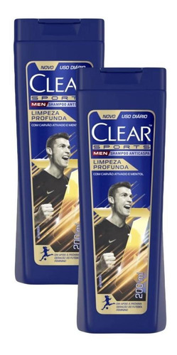 Kit 2 Shampoos Clear Men Anticaspa Limpeza Profunda 200ml