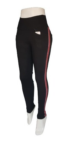 Leggins Mujer Lineas Rojas Costado - Full Elasticados