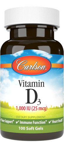 Vitamina D3 1000 Iu Carlson 100 Cápsulas