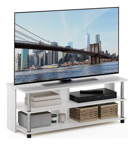 Soporte Para Tv De 3 Niveles Hasta 48 Pulgadas Roble Blanco