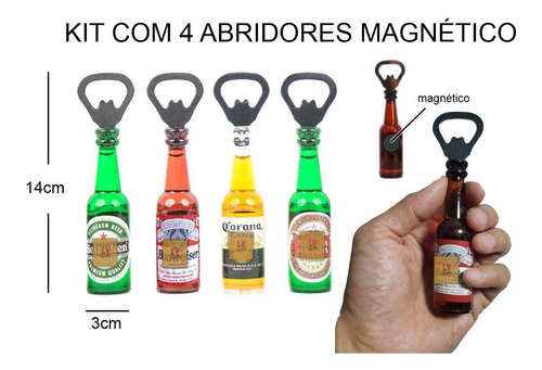 Kit C4 Abridores De Tampa Garrafas Cervejas Refrigerantes