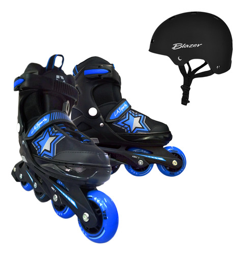 Patines Infantiles Ajustables Con Freno La + Casco