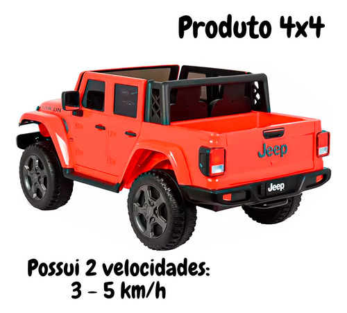 Mini Carro Elétrico 4x4 Jeep Gladiator Rubicon Vermelha 12v