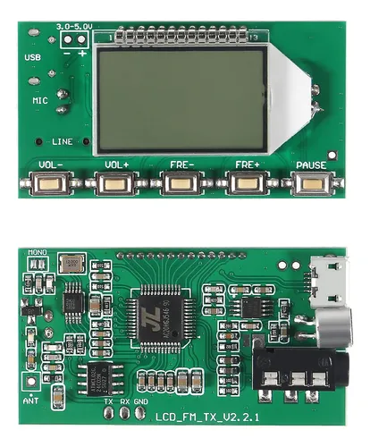 Módulo Transmisor Fm Estéreo 2 Unid 87-108mhz Con Lcd