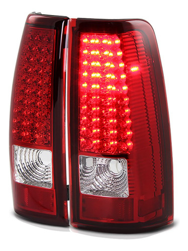 Conjunto Lampara Luz Trasera Led Chevy Silverado Lente Roja