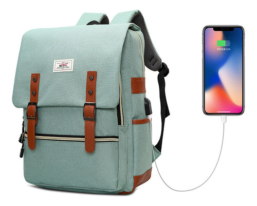 Mochila Escolar Informal Impermeable Con Puerto De Carga Usb