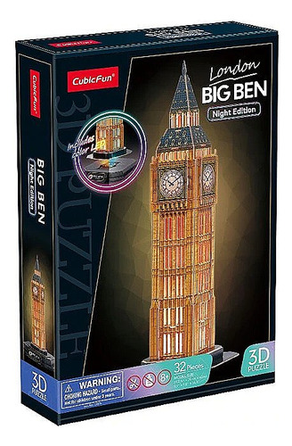 Puzzle 3d - Big Ben De Londres Edición Nocturna - Cubicfun 