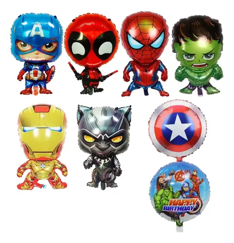 Set Globos Aluminio Avengers Superhéroes 8 Pzas Cuotas Sin Interés 