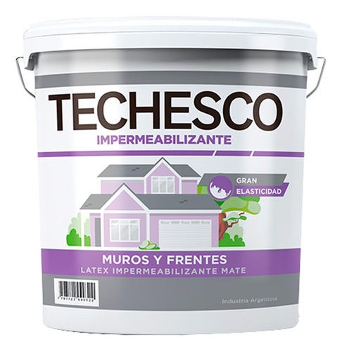 Techesco Pintura Frentes Y Muro Impermeabilizante Mate 20lts Color Blanco